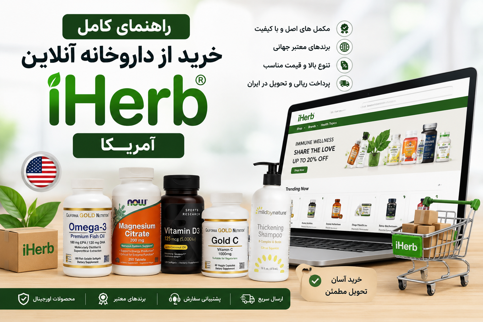 خرید از داروخانه آنلاین iHerb آمریکا 1 خرید از داروخانه آنلاین iHerb آمریکا و سفارش مکمل و ویتامین در ایران